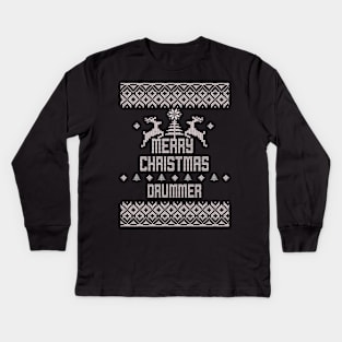 Merry Christmas DRUMMER Kids Long Sleeve T-Shirt